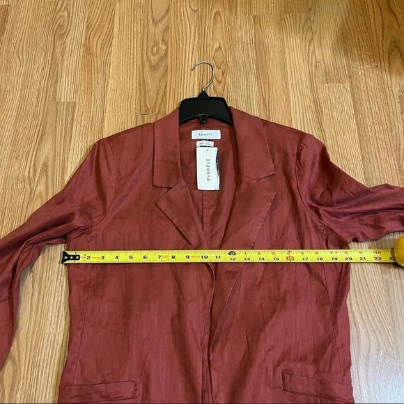 Level 99 Rachel Stretch Linen Tencel Blazer NWT Sz L Rose Pockets Open Front - Picture 8 of 10
